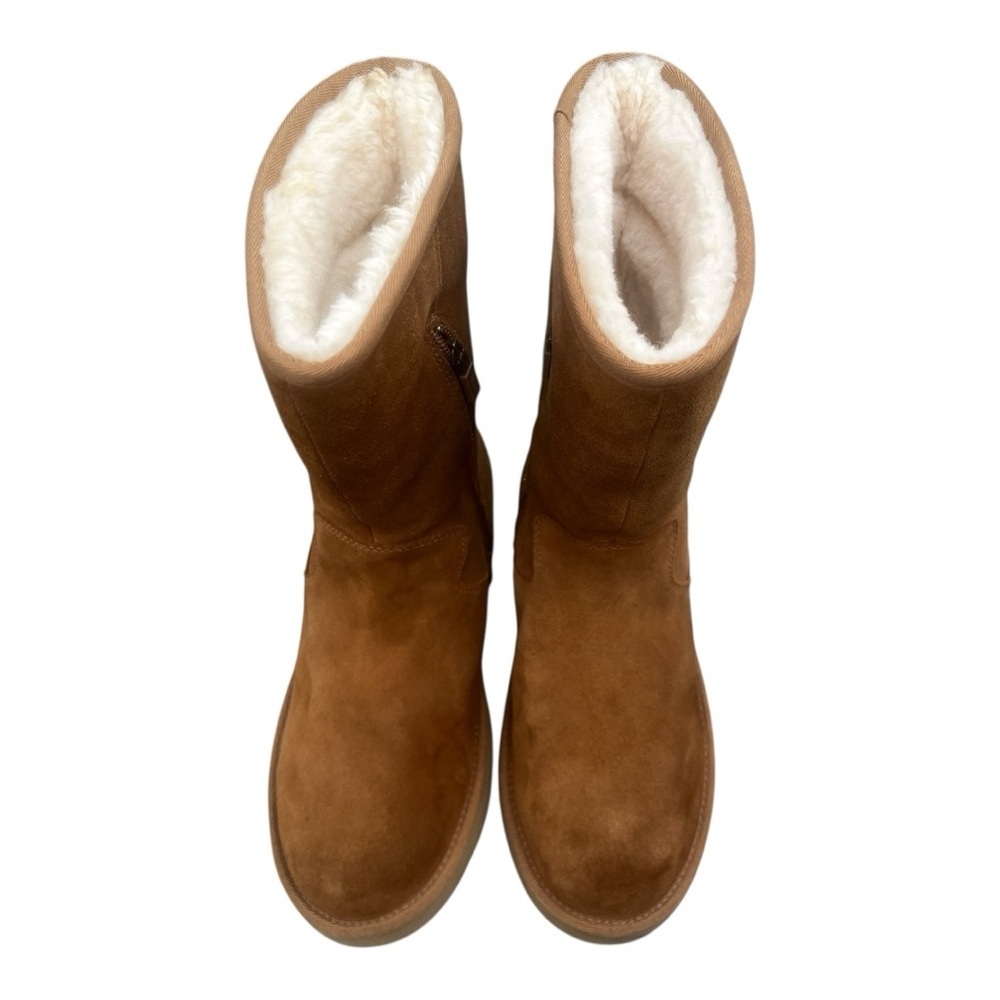UGG Mid Suede Boot Chestnut Celvin 1118957 Zip Shearling Winter Women’s Size 10 - Picture 3 of 16